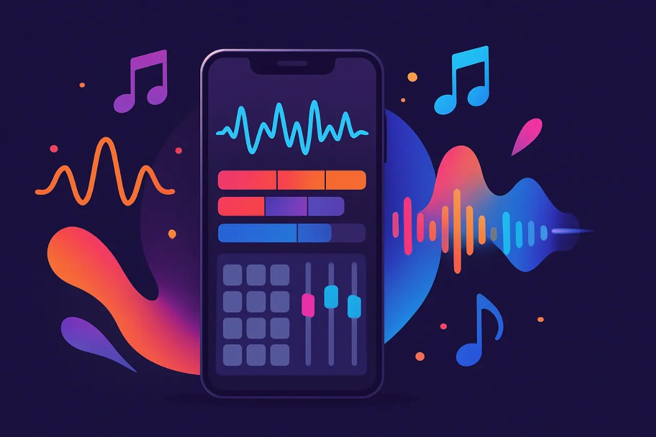 illustrating beginner-friendly mobile/smartphone music production in 2025.