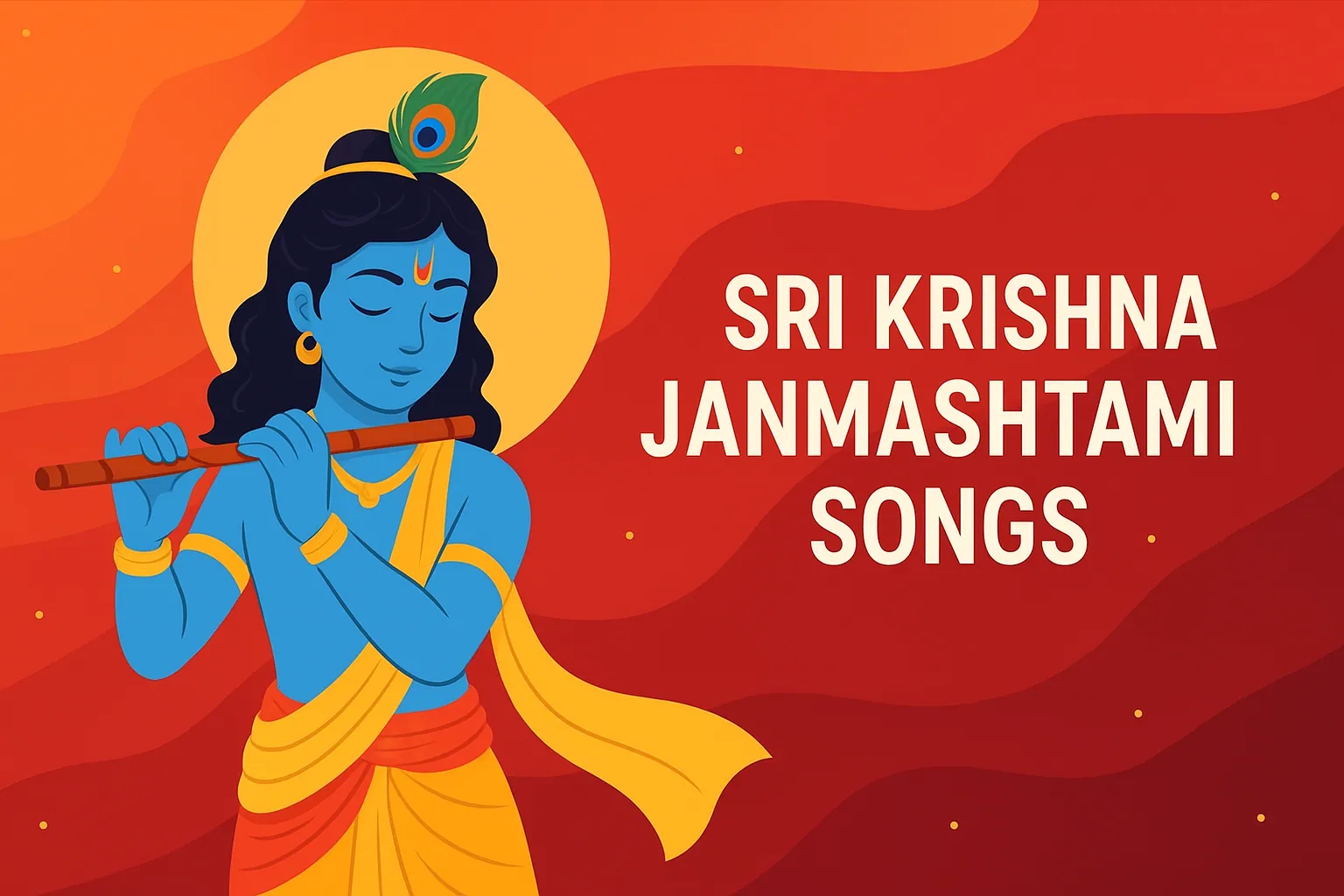 Digital illustration of Lord Krishna playing the flute, symbolizing Sri Krishna Janmashtami celebrations.