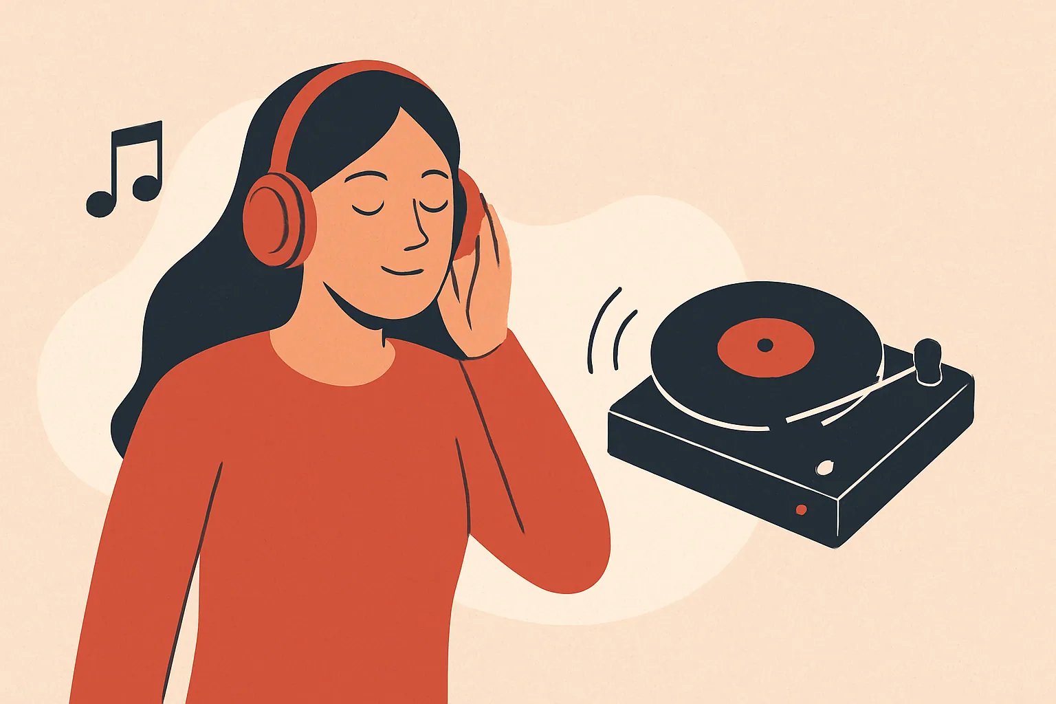 Illustration of a young musician playing calmly, symbolizing the musical term “slowly” with a peaceful atmosphere.